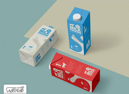 طرح لایه باز موک آپ بسته بندی پاکت شیر - Milk Packaging Mockup